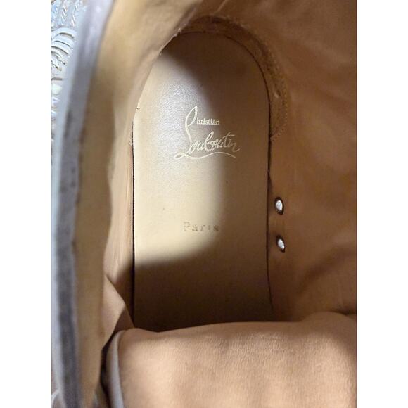 Christian Louboutin Shoes Womens Size 9 39 White Spike Studded High Top Red Sole - Picture 12 of 15